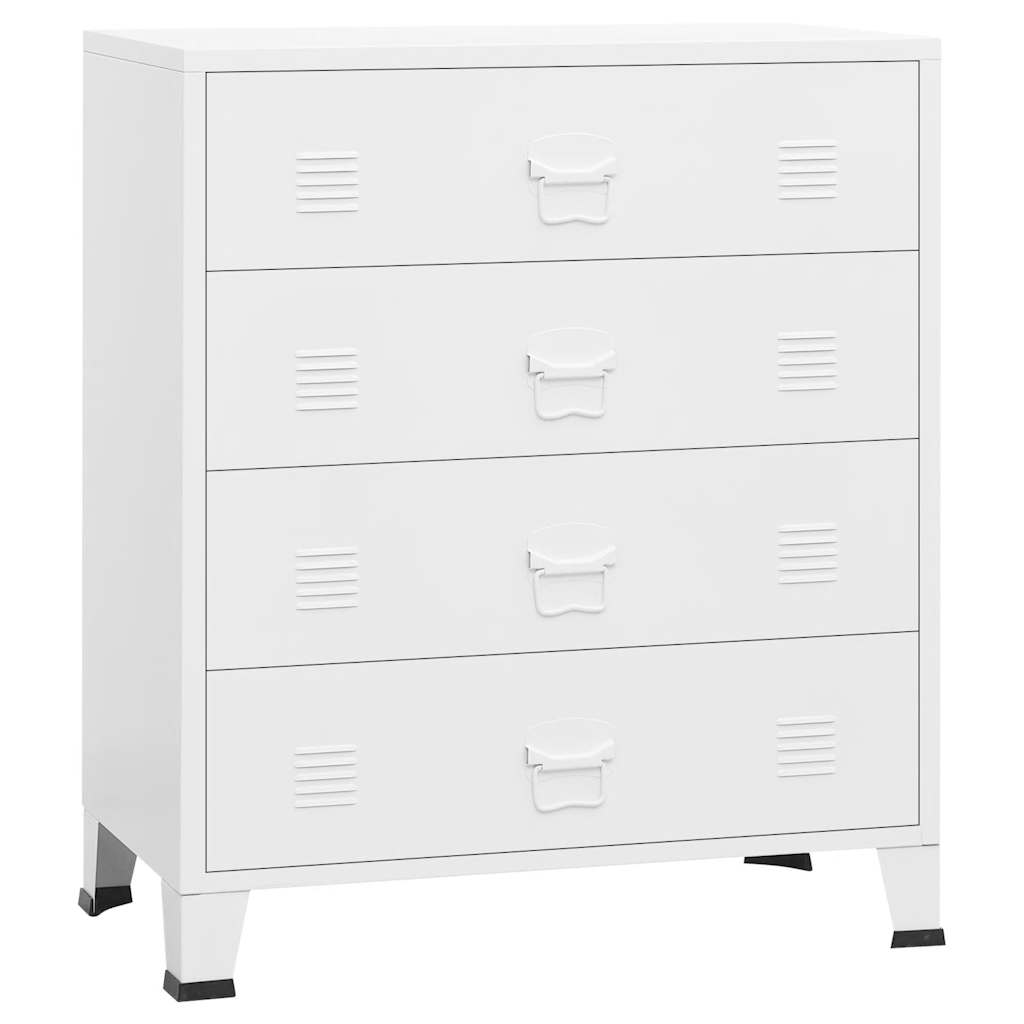 Industrial Drawer Cabinet White Metal