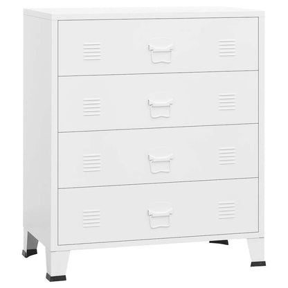 Industrial Drawer Cabinet White Metal