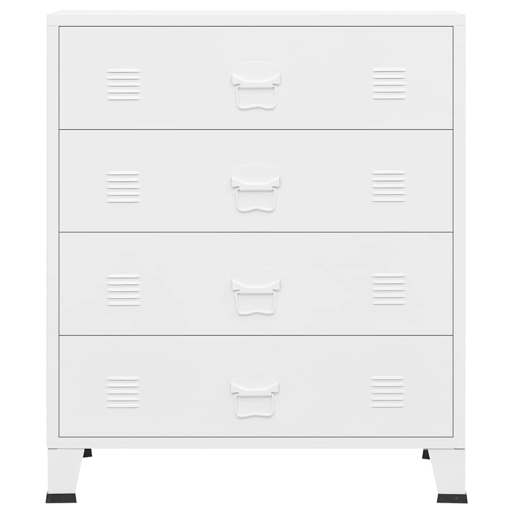 Industrial Drawer Cabinet White Metal