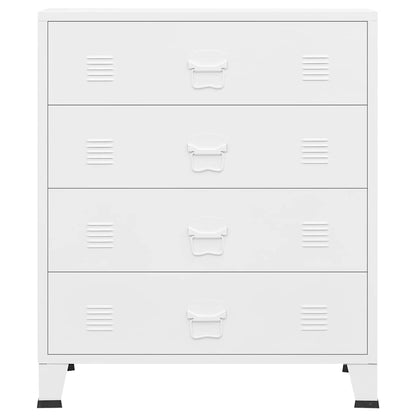 Industrial Drawer Cabinet White Metal