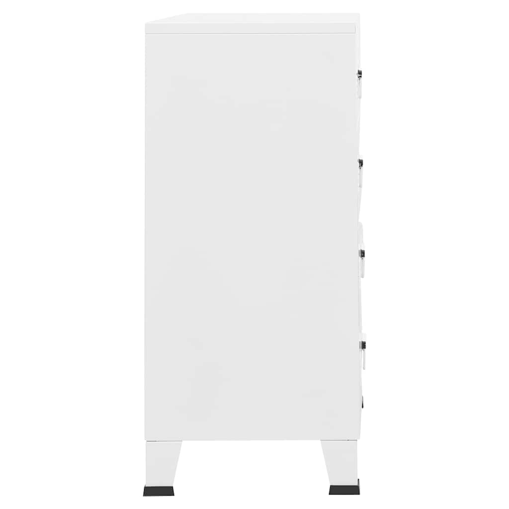Industrial Drawer Cabinet White Metal