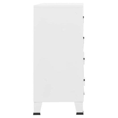 Industrial Drawer Cabinet White Metal
