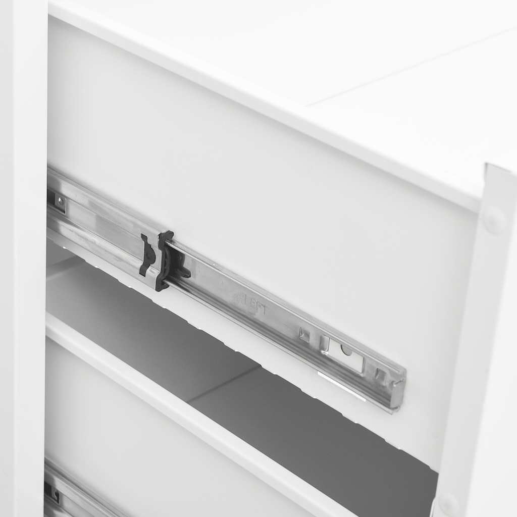 Industrial Drawer Cabinet White Metal