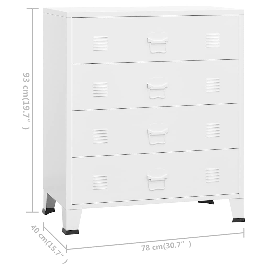 Industrial Drawer Cabinet White Metal