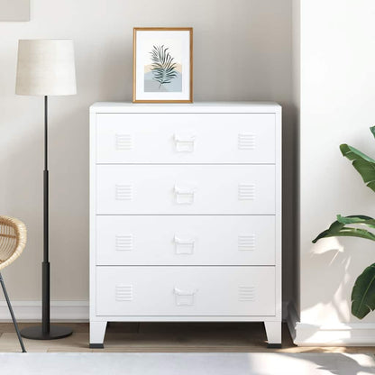 Industrial Drawer Cabinet White Metal