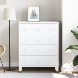 Industrial Drawer Cabinet White Metal