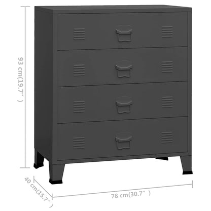 Industrial Drawer Cabinet Metal Storage Unit 4 Drawer with Air Vents