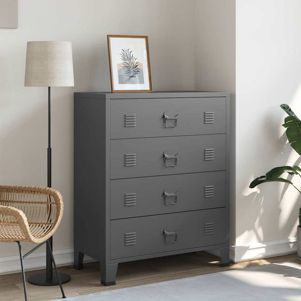  Industrial Drawer Cabinet Metal Storage Unit 4 Drawer with Air Vents