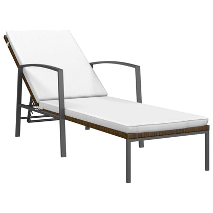 Sun Loungers 2 pcs with Table Poly Rattan Brown - 30×30×31cm