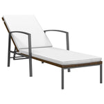 Sun Loungers 2 pcs with Table Poly Rattan Brown