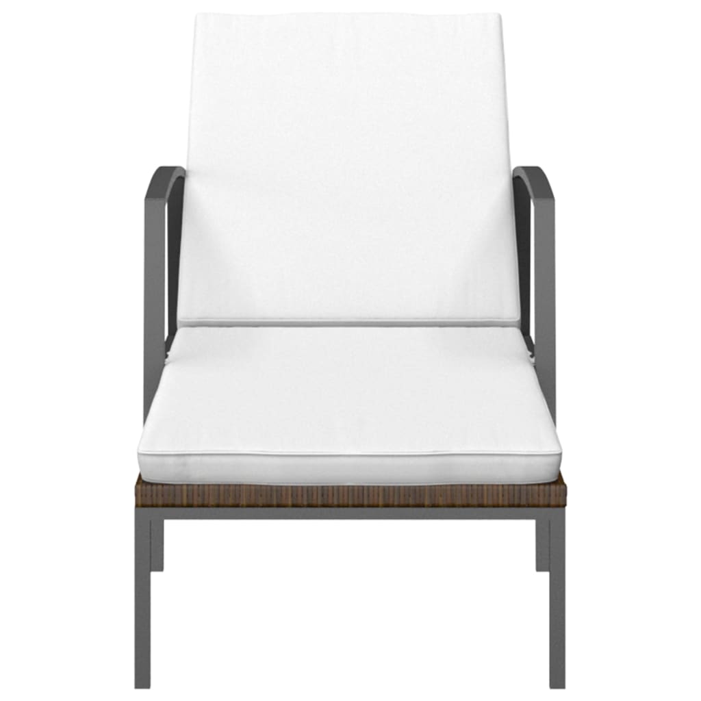Sun Loungers 2 pcs with Table Poly Rattan Brown - 30×30×31cm