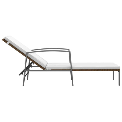 Sun Loungers 2 pcs with Table Poly Rattan Brown - 30×30×31cm
