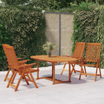 5 Pcs Garden Dining Set Solid Wood Eucalyptus