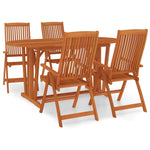 5 Piece Garden Dining Set Solid Wood Acacia and Textilene
