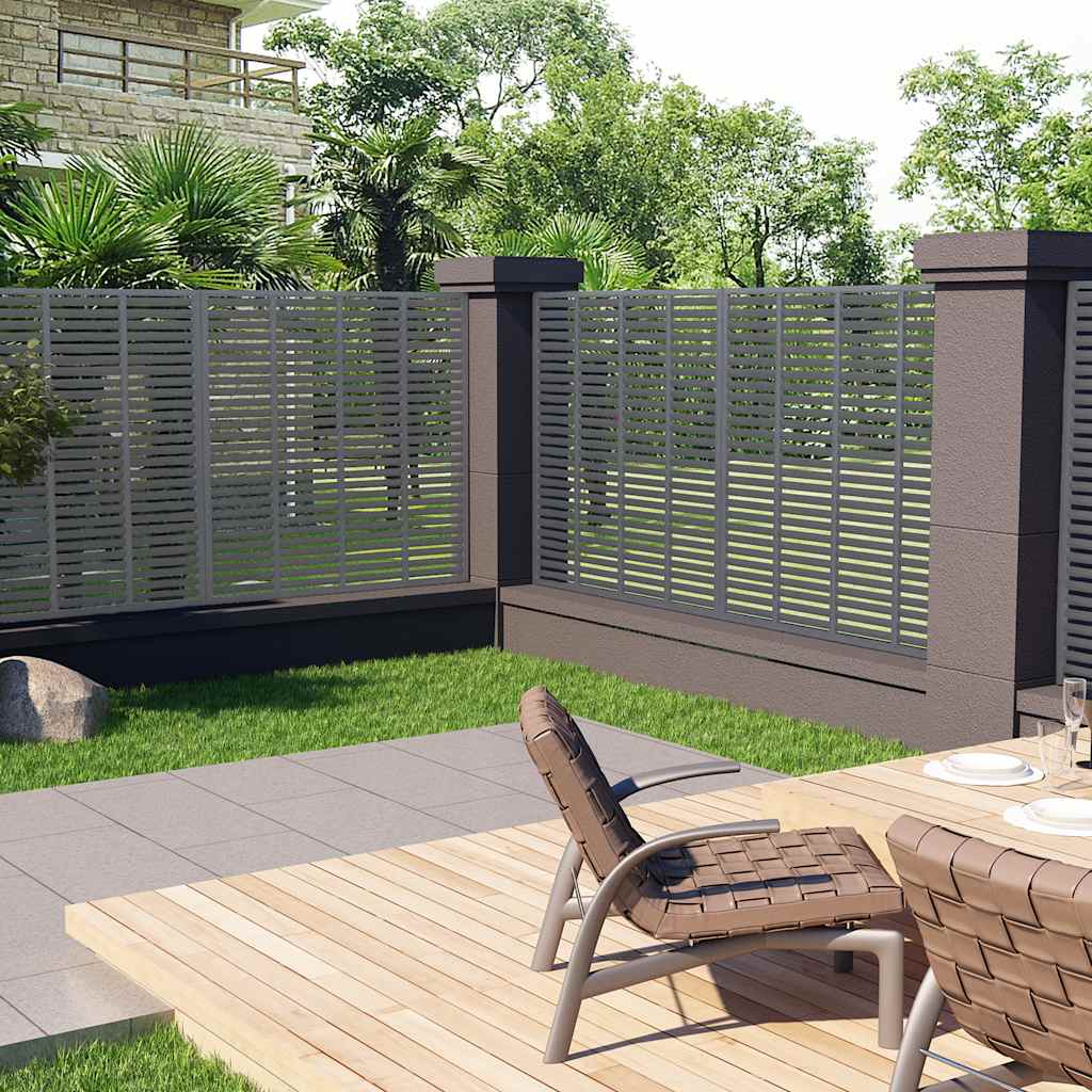 WPC Louvre Fence Panel 180x180cm Grey | HomeAndLiving