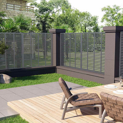 WPC Louvre Fence Panel 180x180cm Grey | HomeAndLiving