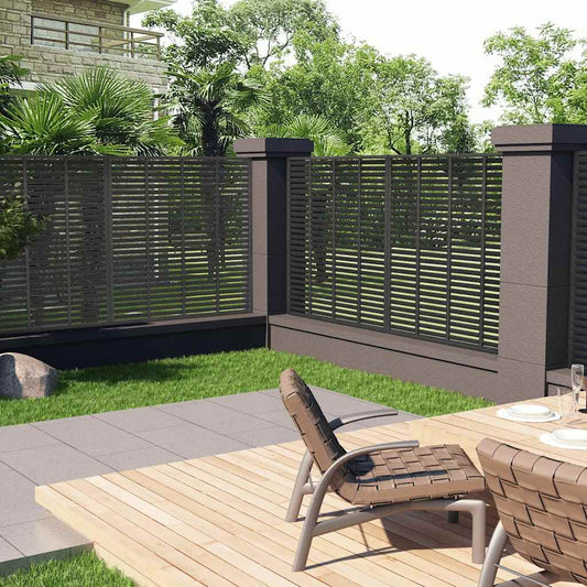 WPC Louvre Fence Panel 180x180cm Dark Grey | HomeAndLiving