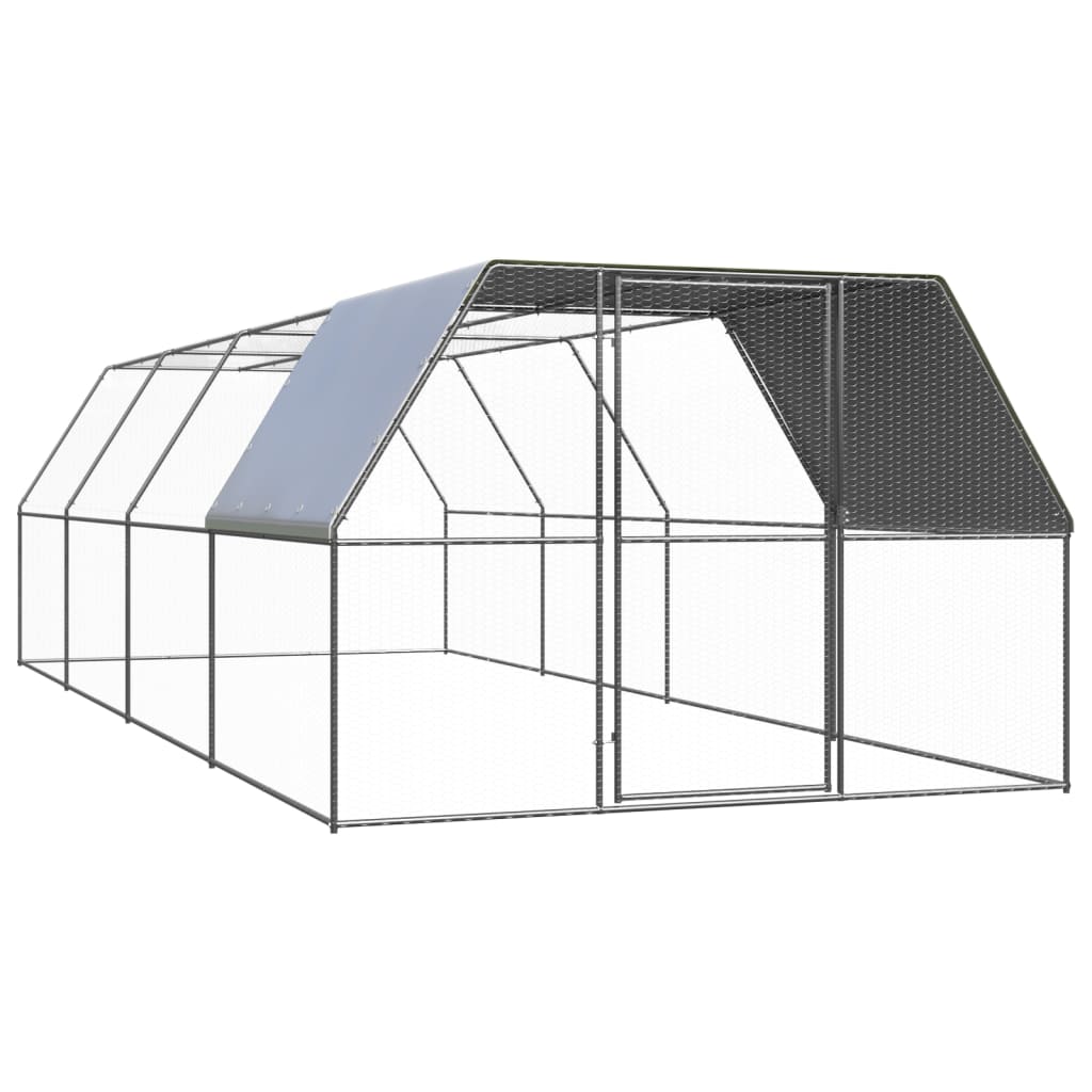Large Galvanised Steel Chicken Cage 3x8x2m | HomeAndLiving