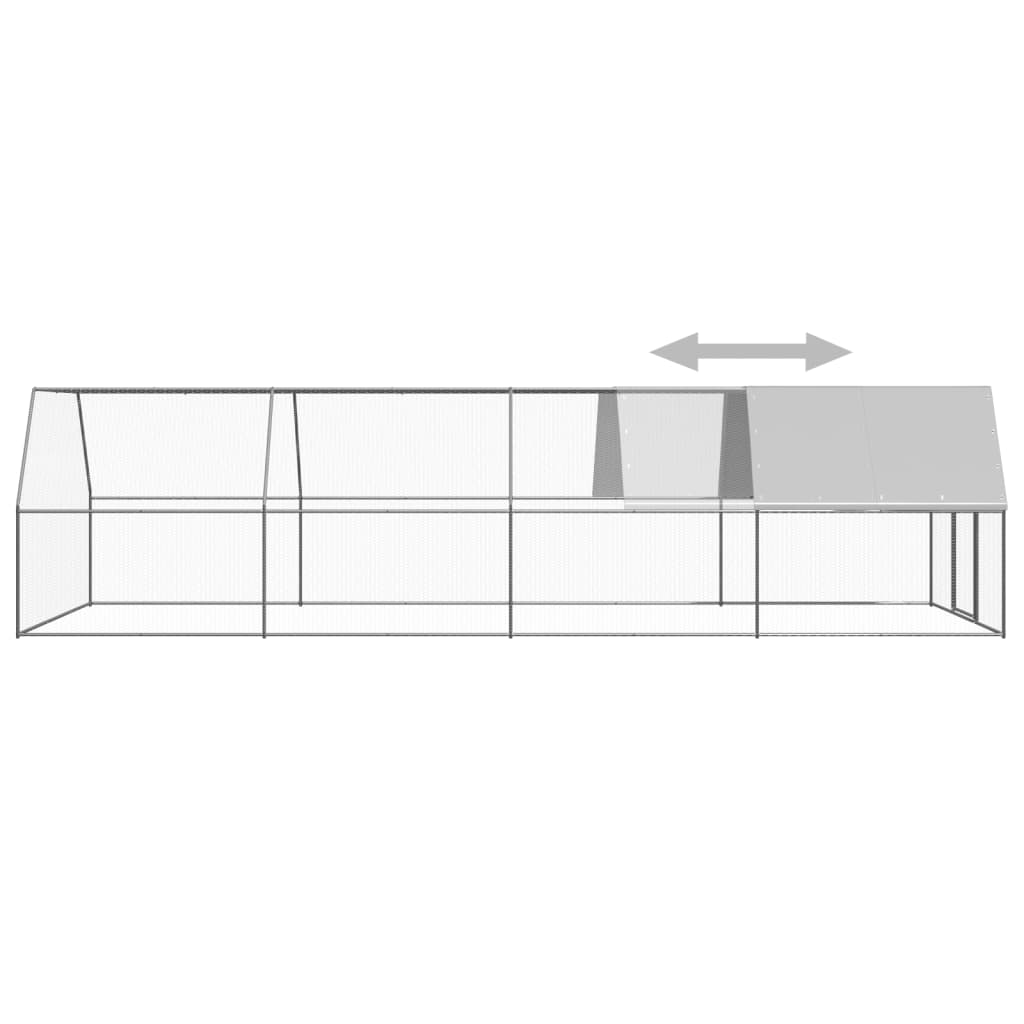 Large Galvanised Steel Chicken Cage 3x8x2m | HomeAndLiving