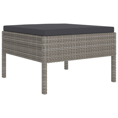 Grey Rattan Retreat: 6-Piece Garden Lounge Set with Plush Cushions