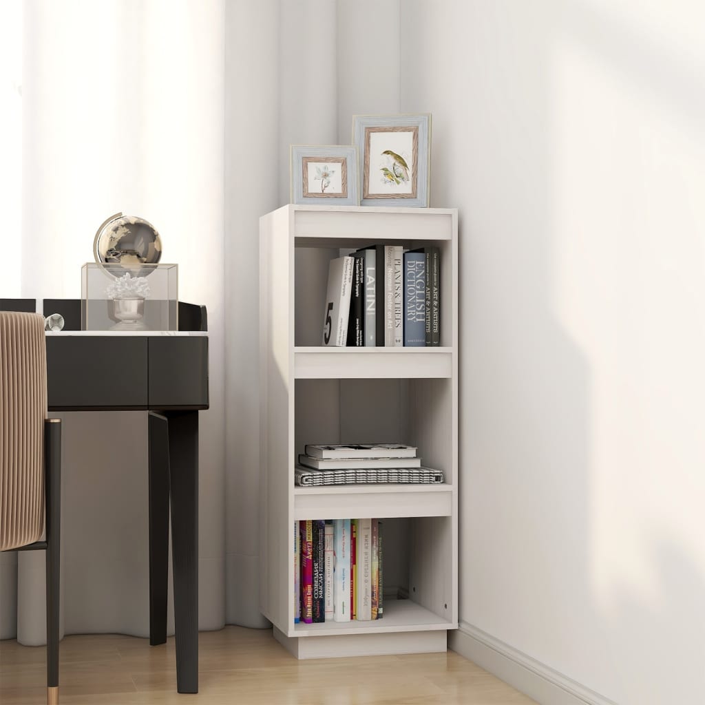 Book Cabinet/Room Divider White Solid Pinewood