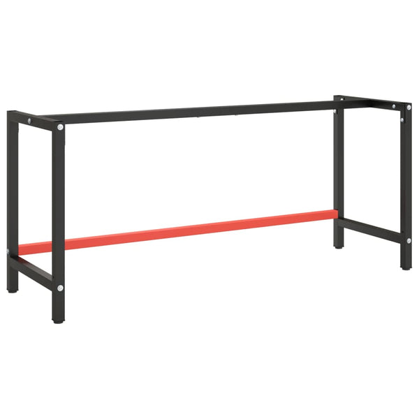  Metal Work Bench Frame 180cm Matte Black Red | HomeAndLiving