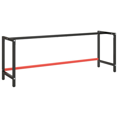 Metal Work Bench Frame 220cm Matte Black Red | HomeAndLiving