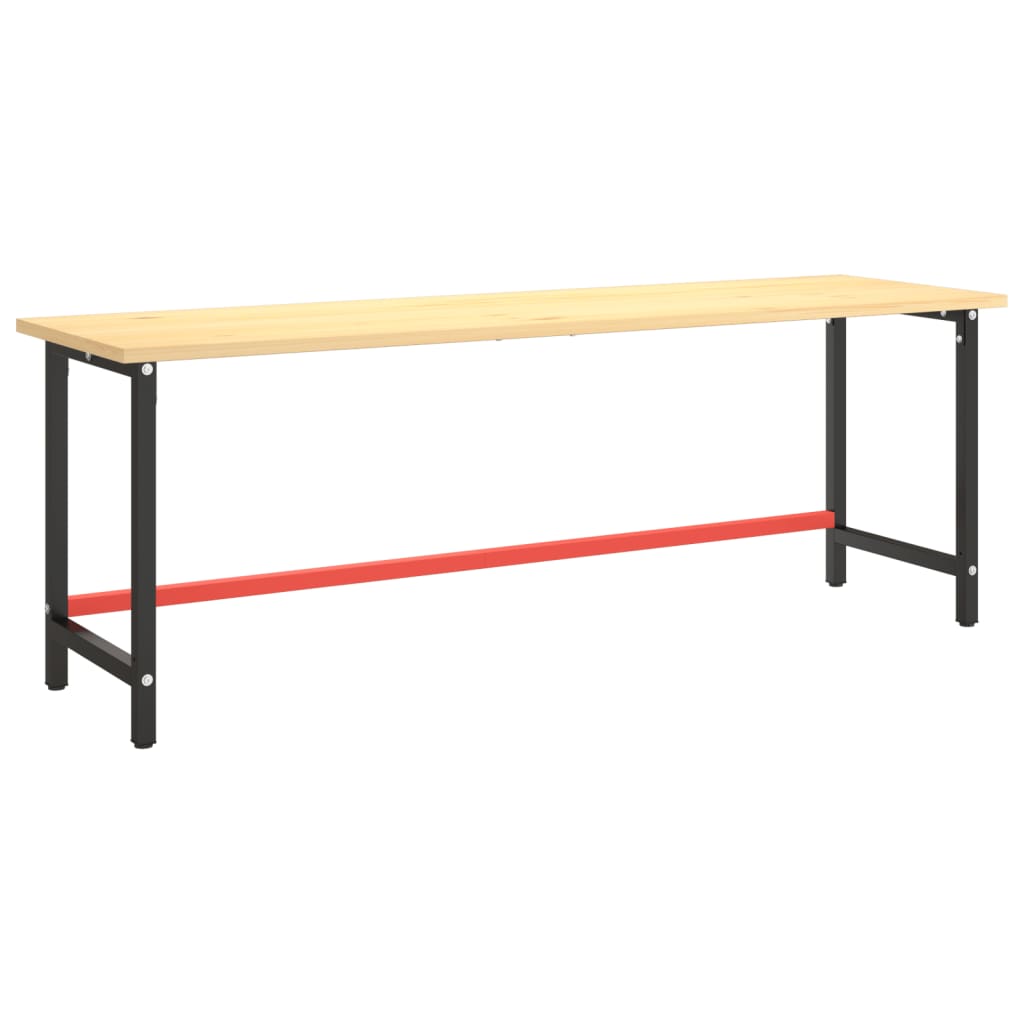 Metal Work Bench Frame 220cm Matte Black Red | HomeAndLiving
