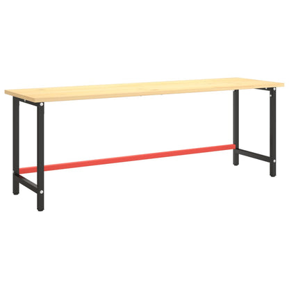 Metal Work Bench Frame 220cm Matte Black Red | HomeAndLiving