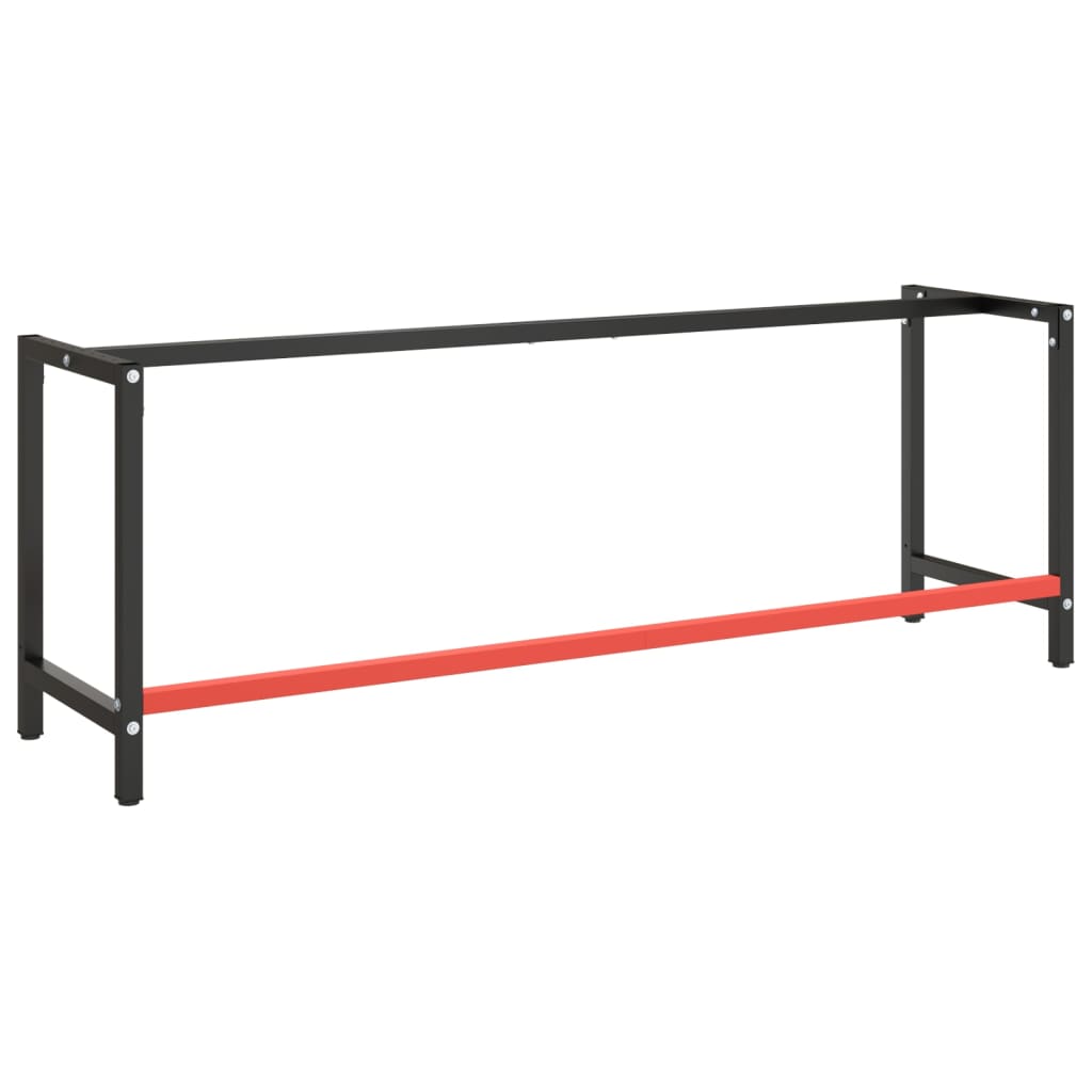 Metal Work Bench Frame 220cm Matte Black Red | HomeAndLiving