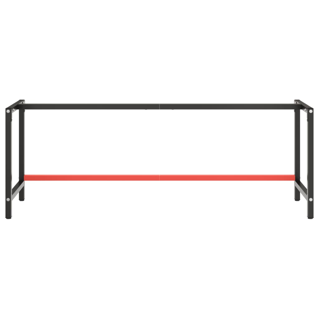 Metal Work Bench Frame 220cm Matte Black Red | HomeAndLiving
