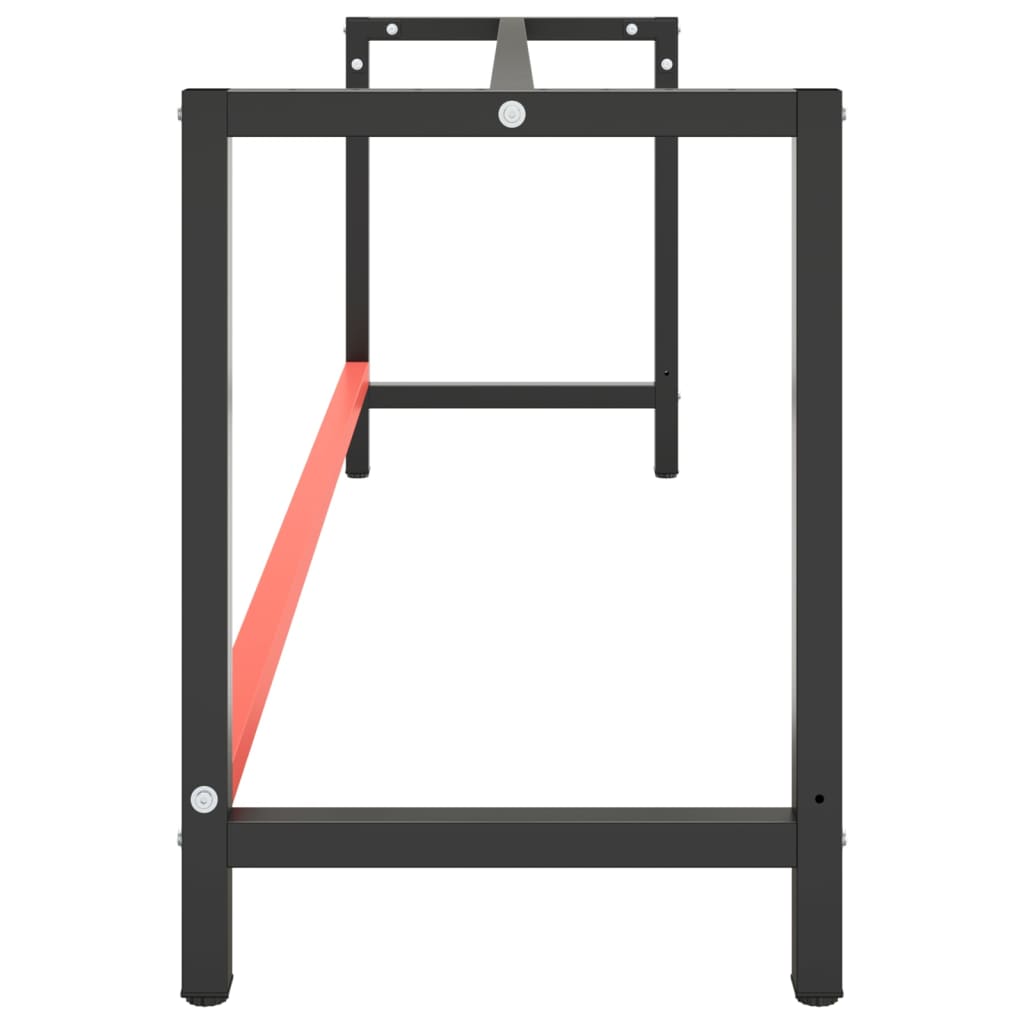 Metal Work Bench Frame 220cm Matte Black Red | HomeAndLiving