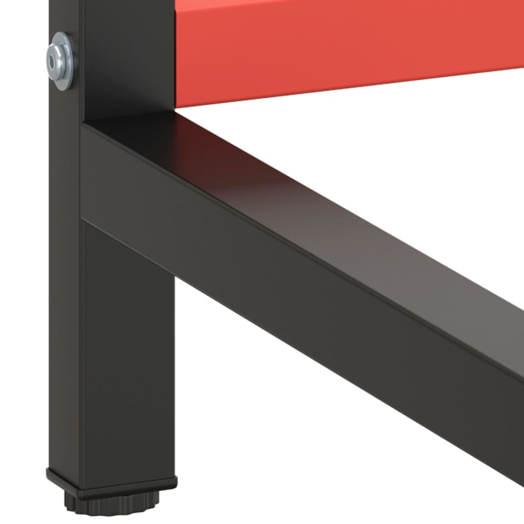 Metal Work Bench Frame 220cm Matte Black Red | HomeAndLiving