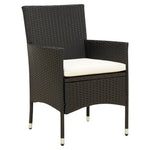 Rattan Noir Alfresco Elegance: 5-Piece Outdoor Dining Set with Cushions