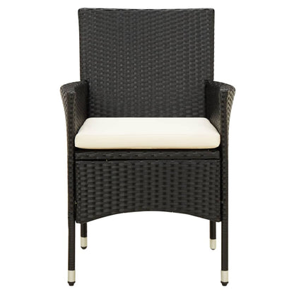 Rattan Noir Alfresco Elegance: 5-Piece Outdoor Dining Set with Cushions