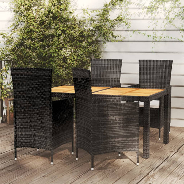  Rattan Noir Alfresco Elegance: 5-Piece Outdoor Dining Set with Cushions