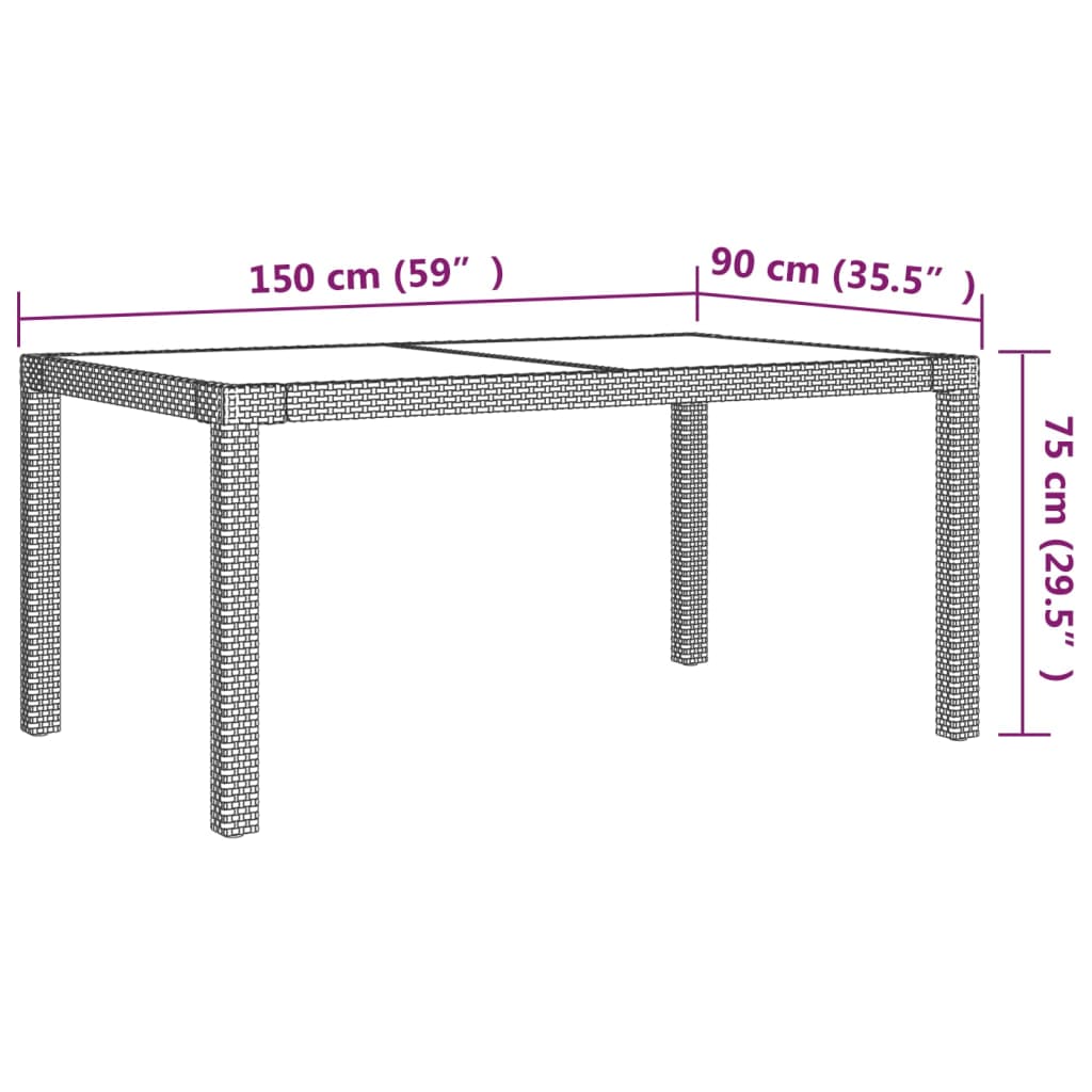 5 Piece Outdoor Dining Set with Cushions Poly Rattan Black - 150×90×75cm