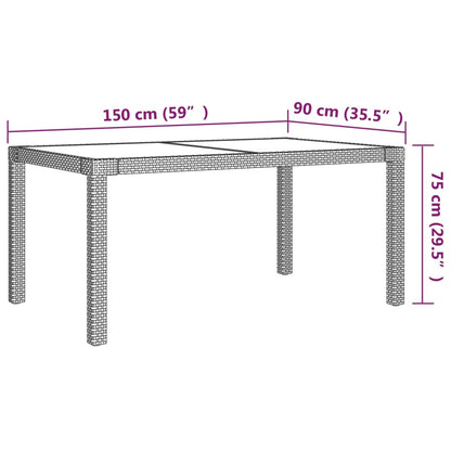 5 Piece Outdoor Dining Set with Cushions Poly Rattan Black - 150×90×75cm