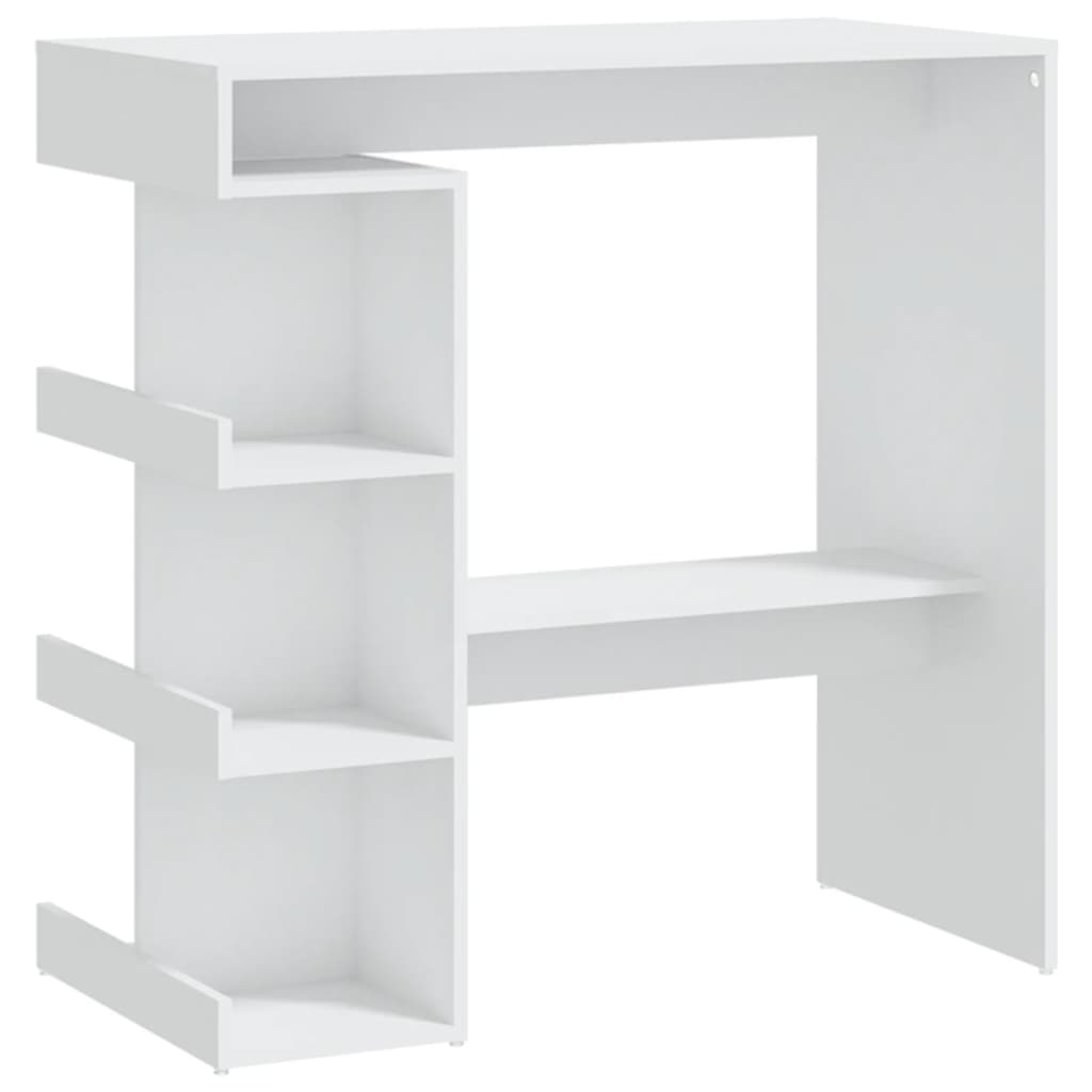 Bar Table With Storage Rack White Chipboard