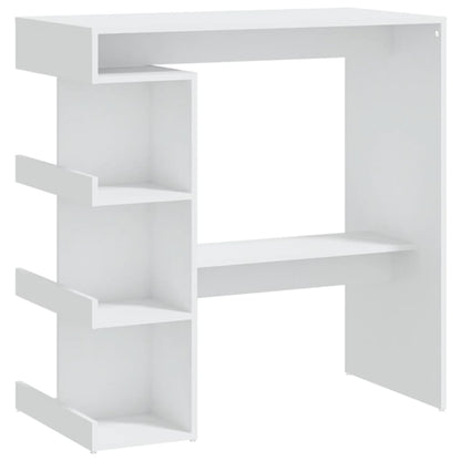 Bar Table With Storage Rack White Chipboard