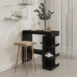 Bar Table With 3 Storage Rack Black Chipboard
