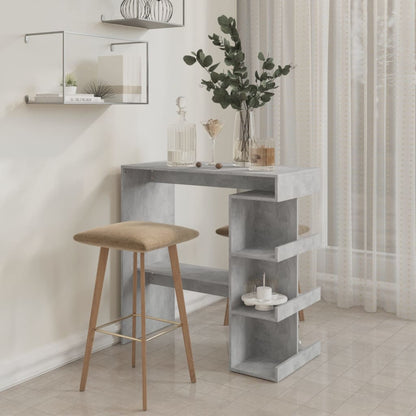Bar Table With 3 Storage Rack Concrete Grey Chipboard