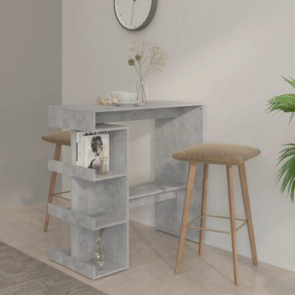 Bar Table With 3 Storage Rack Concrete Grey Chipboard