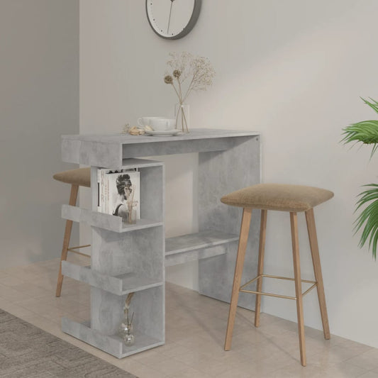 Bar Table With 3 Storage Rack Concrete Grey Chipboard