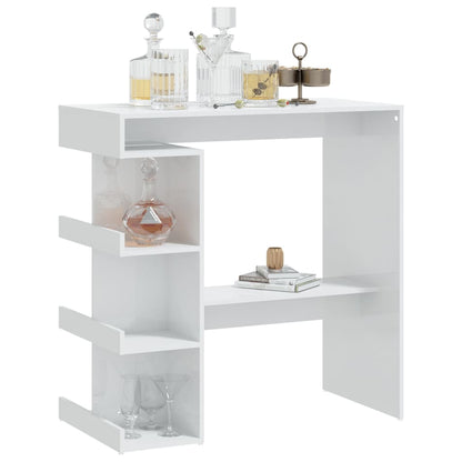 Bar Table With 3 Storage Rack High Gloss White