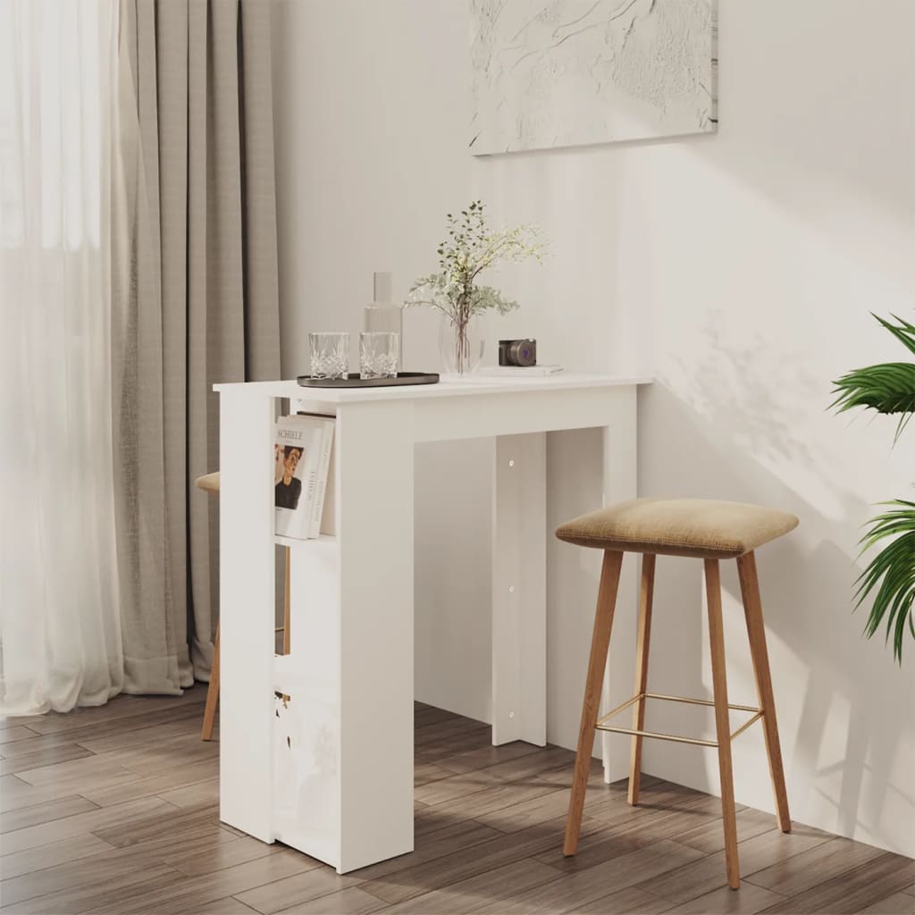 Bar Table With Shelf White Chipboard