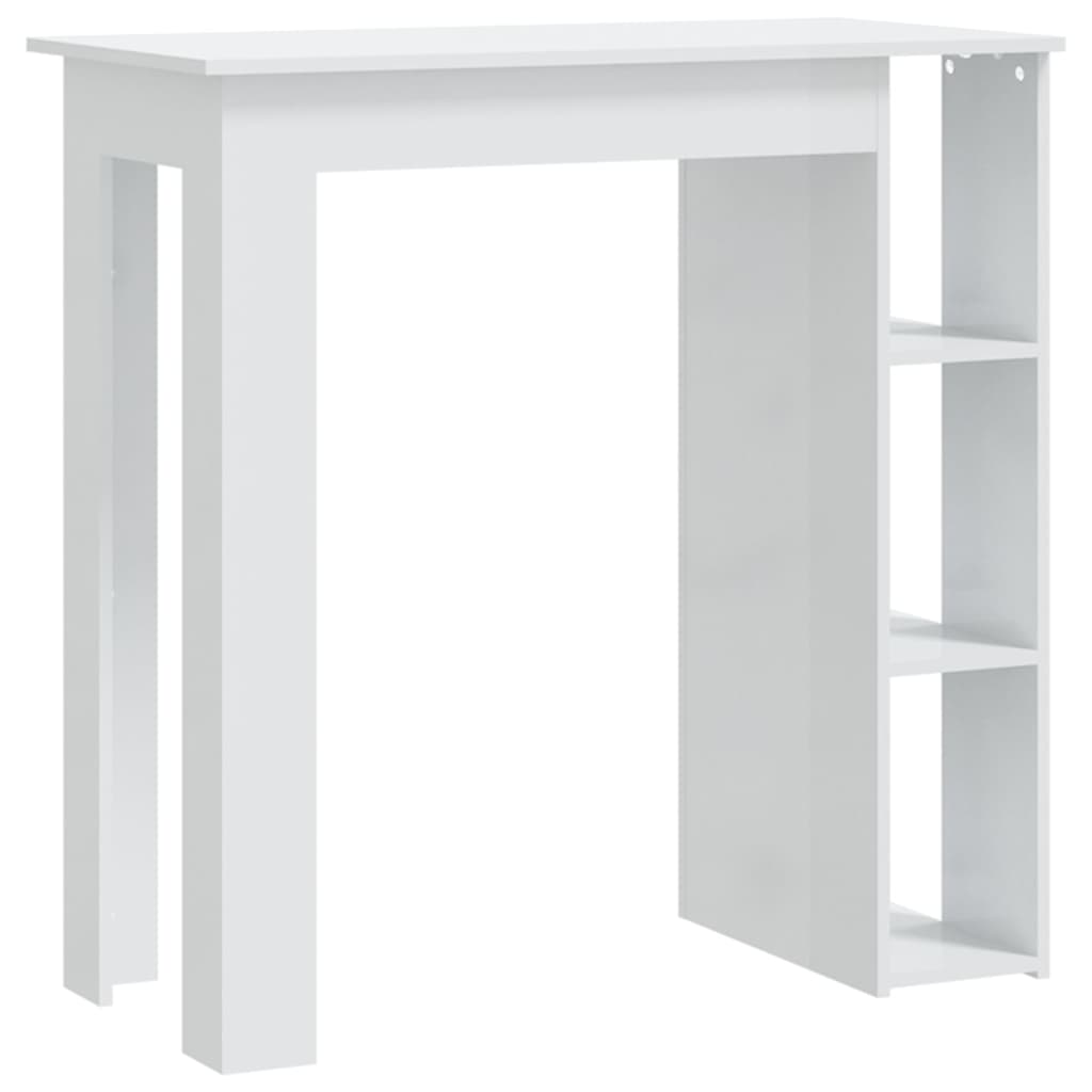 Bar Table With Shelf High Gloss White Chipboard