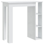 Bar Table With Shelf High Gloss White Chipboard
