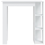 Bar Table With Shelf High Gloss White Chipboard