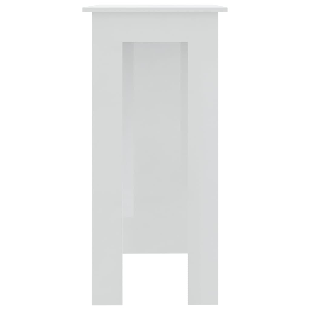 Bar Table With Shelf High Gloss White Chipboard